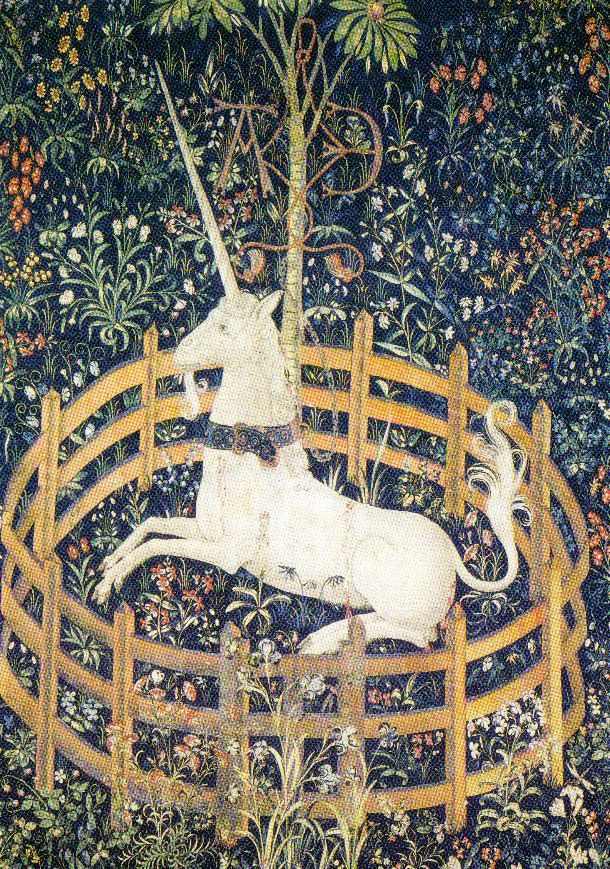 Tapijt met de figuur van een enhoorn in gevangenschap - 1505