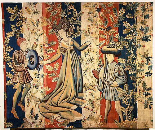 Tapijt met figuren in de rozentuin - 1455